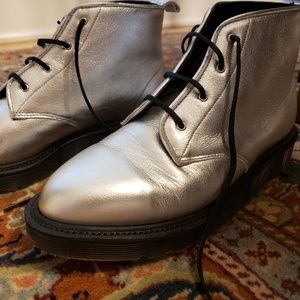 Dr. Martens Made in England Silver Leather Boot